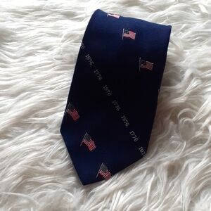 Vtg Bicentennial 1776 1976 Navy Blue American Flag Tie